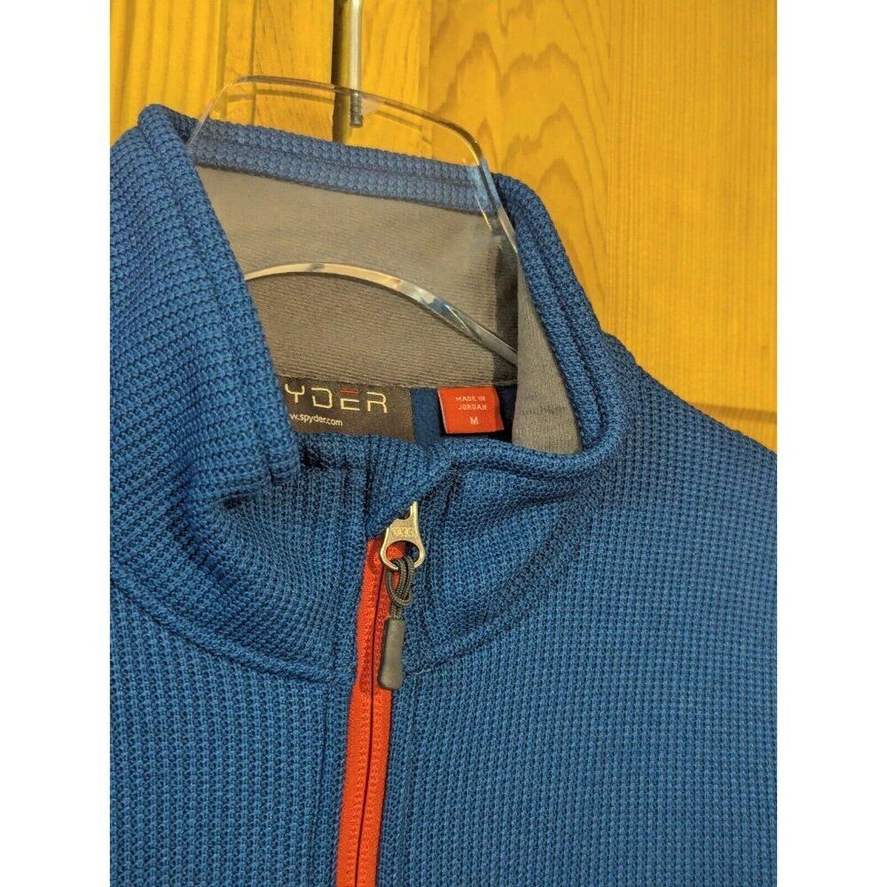 Spyder Sweater Mens Medium Bandit Half Zip Fleece Jacket Mock Neck Blue - Picture 4 of 16